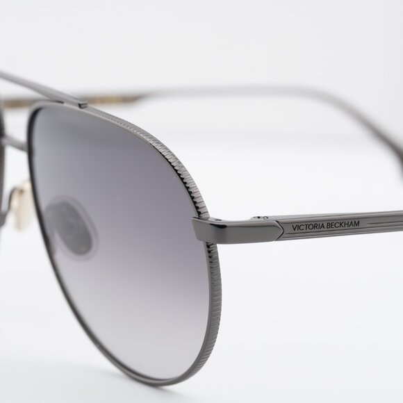Victoria Beckham VB242S 043 Aviator Sunglasses – Gunmetal/Grey main image 6